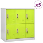 vidaXL Dulapuri vestiar 5 buc. gri deschis și verde 90x45x92,5 cm oțel vidaXL Dulapuri vestiar 5 buc. gri deschis și verde 90x45x92,5 cm oțel