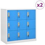 vidaXL Dulapuri vestiar 2 buc. gri deschis/albastru 90x45x92,5 cm oțel vidaXL Dulapuri vestiar 2 buc. gri deschis/albastru 90x45x92,5 cm oțel