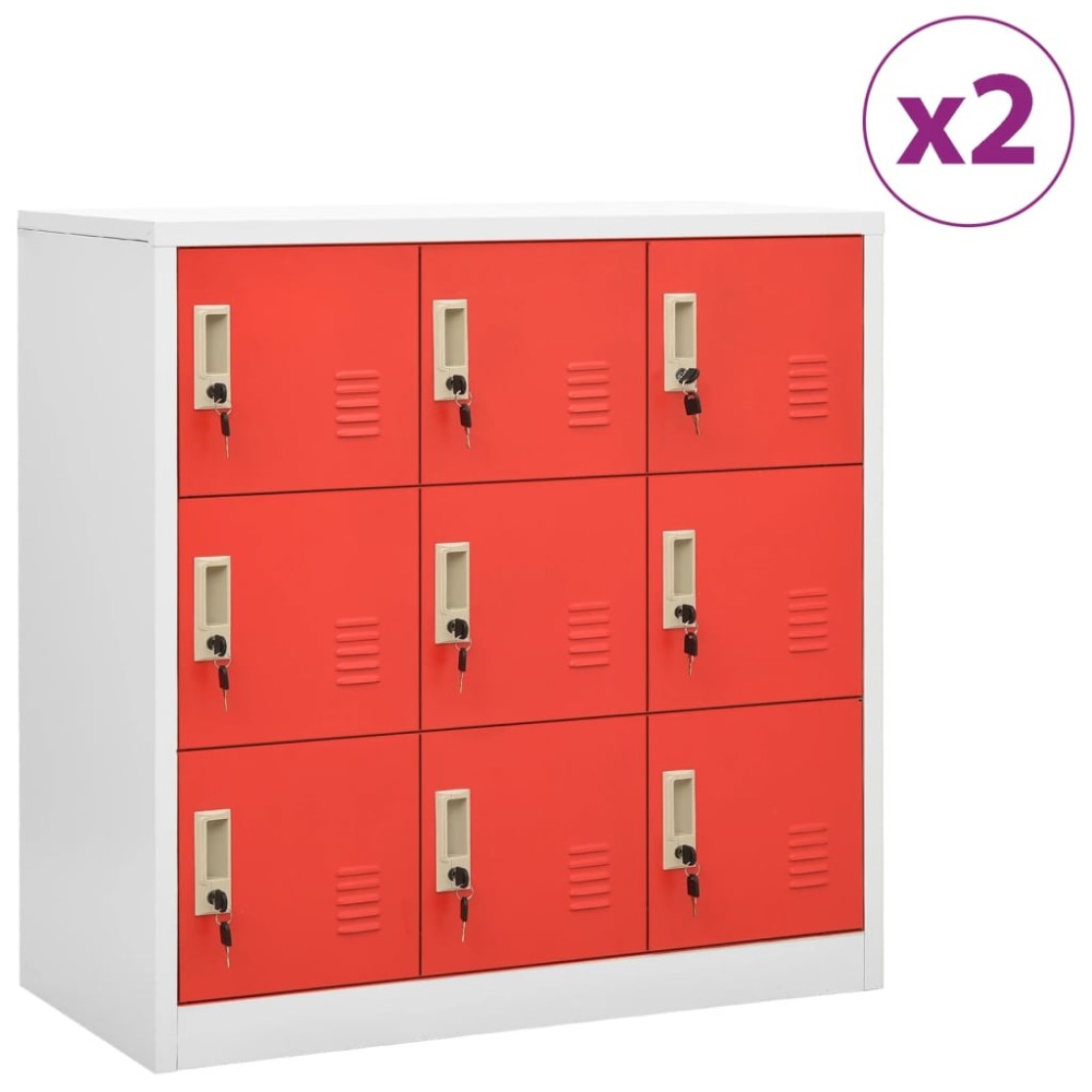 vidaXL Dulapuri vestiar 2 buc. gri deschis și roșu 90x45x92,5 cm oțel