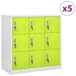 vidaXL Dulapuri vestiar 5 buc. gri deschis și verde 90x45x92,5 cm oțel vidaXL Dulapuri vestiar 5 buc. gri deschis și verde 90x45x92,5 cm oțel