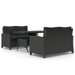 vidaXL Set mobilier de grădină, 3 piese, perne negre, poliratan vidaXL Set mobilier de grădină, 3 piese, perne negre, poliratan