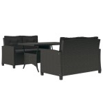 vidaXL Set mobilier de grădină, 3 piese, perne negre, poliratan vidaXL Set mobilier de grădină, 3 piese, perne negre, poliratan