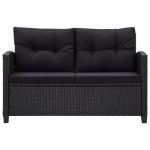 vidaXL Set mobilier de grădină, 3 piese, perne negre, poliratan vidaXL Set mobilier de grădină, 3 piese, perne negre, poliratan