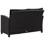 vidaXL Set mobilier de grădină, 3 piese, perne negre, poliratan vidaXL Set mobilier de grădină, 3 piese, perne negre, poliratan