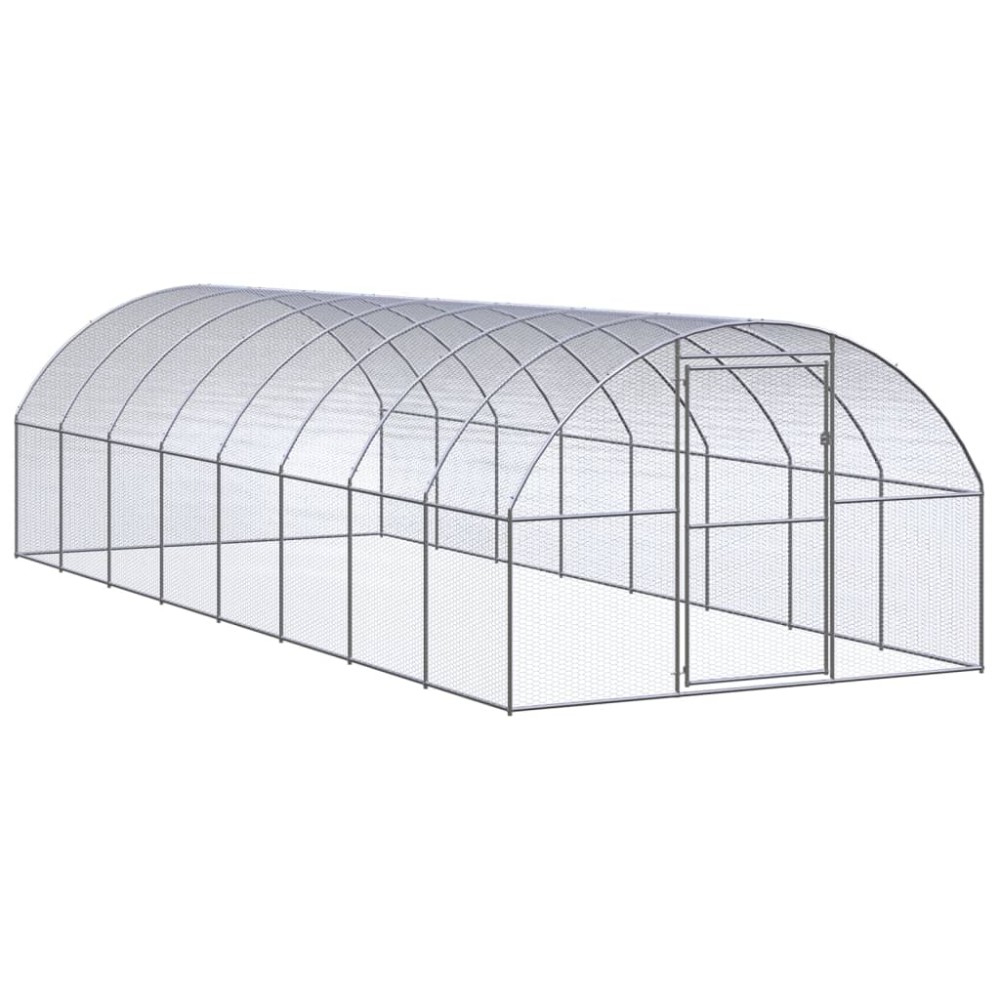 vidaXL Coteț de găini pentru exterior, 3x8x2 m, oțel zincat