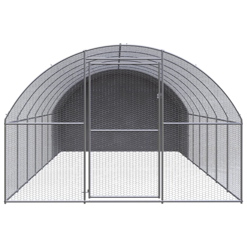 vidaXL Coteț de găini pentru exterior, 3x8x2 m, oțel zincat