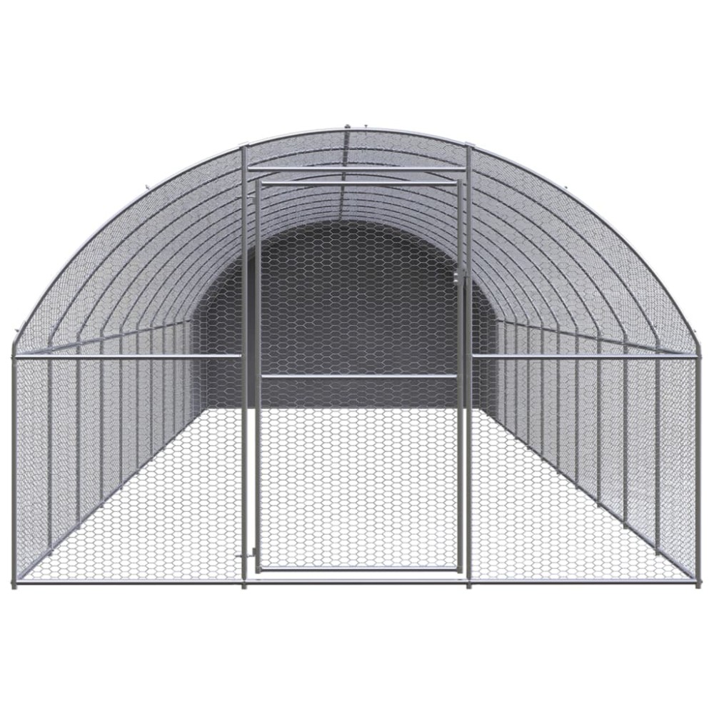 vidaXL Coteț de găini pentru exterior, 3x12x2 m, oțel zincat