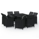 vidaXL Set mobilier de grădină cu perne, 9 piese, negru, poliratan vidaXL Set mobilier de grădină cu perne, 9 piese, negru, poliratan
