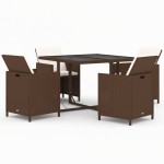 vidaXL Set mobilier de grădină, 5 piese, cu perne, maro, poliratan vidaXL Set mobilier de grădină, 5 piese, cu perne, maro, poliratan