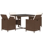 vidaXL Set mobilier de grădină, 5 piese, cu perne, maro, poliratan vidaXL Set mobilier de grădină, 5 piese, cu perne, maro, poliratan