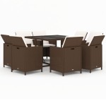 vidaXL Set mobilier de grădină cu perne, 9 piese, maro, poliratan
