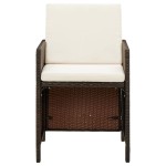 vidaXL Set mobilier de grădină cu perne, 9 piese, maro, poliratan