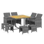 vidaXL Set mobilier grădină cu perne, 9 piese, gri, poliratan vidaXL Set mobilier grădină cu perne, 9 piese, gri, poliratan