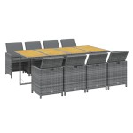 vidaXL Set mobilier grădină cu perne, 9 piese, gri, poliratan