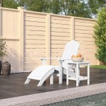 vidaXL Scaun de grădină Adirondack cu masă și taburet, alb, HDPE
