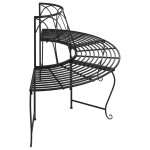vidaXL Bancă circulară de copac, 2 buc., negru, Ø159 cm, oțel vidaXL Bancă circulară de copac, 2 buc., negru, Ø159 cm, oțel