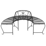 vidaXL Bancă circulară de copac, 2 buc., negru, Ø159 cm, oțel vidaXL Bancă circulară de copac, 2 buc., negru, Ø159 cm, oțel