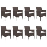 vidaXL Set mobilier de grădină cu perne, 9 piese, maro