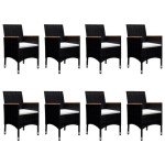 vidaXL Set mobilier grădină, 9 piese, negru, poliratan/sticlă tratată vidaXL Set mobilier grădină, 9 piese, negru, poliratan/sticlă tratată