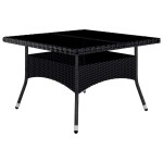 vidaXL Set mobilier grădină, 9 piese, negru, poliratan/sticlă tratată vidaXL Set mobilier grădină, 9 piese, negru, poliratan/sticlă tratată