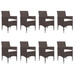 vidaXL Set mobilier grădină 9 piese, maro, poliratan/sticlă securizată