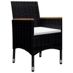 vidaXL Set mobilier grădină, 9 piese, negru, poliratan și lemn masiv vidaXL Set mobilier grădină, 9 piese, negru, poliratan și lemn masiv