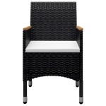 vidaXL Set mobilier grădină, 9 piese, negru, poliratan și lemn masiv vidaXL Set mobilier grădină, 9 piese, negru, poliratan și lemn masiv