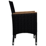 vidaXL Set mobilier grădină, 9 piese, negru, poliratan și lemn masiv vidaXL Set mobilier grădină, 9 piese, negru, poliratan și lemn masiv