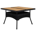 vidaXL Set mobilier grădină, 9 piese, negru, poliratan și lemn masiv vidaXL Set mobilier grădină, 9 piese, negru, poliratan și lemn masiv