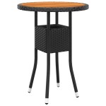 vidaXL Set bistro de grădină, 3 piese, negru, poliratan și lemn masiv vidaXL Set bistro de grădină, 3 piese, negru, poliratan și lemn masiv