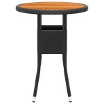 vidaXL Set bistro de grădină, 3 piese, negru, poliratan și lemn masiv vidaXL Set bistro de grădină, 3 piese, negru, poliratan și lemn masiv
