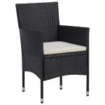 vidaXL Set bistro de grădină, 3 piese, negru, poliratan și lemn masiv vidaXL Set bistro de grădină, 3 piese, negru, poliratan și lemn masiv