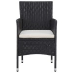vidaXL Set bistro de grădină, 3 piese, negru, poliratan și lemn masiv vidaXL Set bistro de grădină, 3 piese, negru, poliratan și lemn masiv