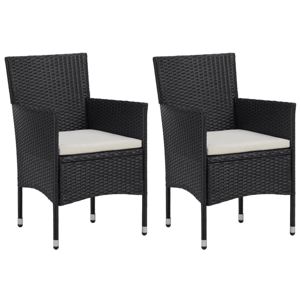 vidaXL Set mobilier grădină, 5 piese, negru, poliratan/sticlă tratată