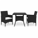 vidaXL Set mobilier grădină, 5 piese, negru, poliratan/sticlă tratată vidaXL Set mobilier grădină, 5 piese, negru, poliratan/sticlă tratată