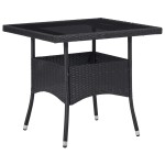 vidaXL Set mobilier grădină, 5 piese, negru, poliratan/sticlă tratată vidaXL Set mobilier grădină, 5 piese, negru, poliratan/sticlă tratată