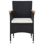 vidaXL Set mobilier grădină, 5 piese, negru, poliratan și lemn masiv. vidaXL Set mobilier grădină, 5 piese, negru, poliratan și lemn masiv.