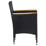 vidaXL Set mobilier grădină, 5 piese, negru, poliratan și lemn masiv. vidaXL Set mobilier grădină, 5 piese, negru, poliratan și lemn masiv.