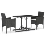 vidaXL Set mobilier grădină, 5 piese, negru, poliratan/sticlă tratată vidaXL Set mobilier grădină, 5 piese, negru, poliratan/sticlă tratată