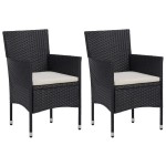 vidaXL Set mobilier grădină, 5 piese, negru, poliratan/sticlă tratată vidaXL Set mobilier grădină, 5 piese, negru, poliratan/sticlă tratată