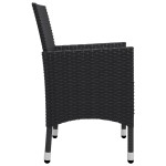 vidaXL Set bistro de grădină, 3 piese, negru, poliratan și lemn masiv vidaXL Set bistro de grădină, 3 piese, negru, poliratan și lemn masiv