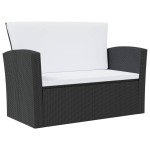 vidaXL Set mobilier de grădină cu perne, 8 piese, negru, poliratan vidaXL Set mobilier de grădină cu perne, 8 piese, negru, poliratan