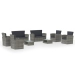 vidaXL Set mobilier de grădină cu perne, 8 piese, gri, poliratan vidaXL Set mobilier de grădină cu perne, 8 piese, gri, poliratan