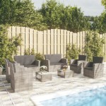 vidaXL Set mobilier de grădină cu perne, 8 piese, gri, poliratan vidaXL Set mobilier de grădină cu perne, 8 piese, gri, poliratan