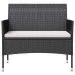 vidaXL Set mobilier de grădină cu perne, 8 piese, negru, poliratan vidaXL Set mobilier de grădină cu perne, 8 piese, negru, poliratan