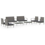 vidaXL Set mobilier de grădină cu perne, 8 piese, gri, poliratan vidaXL Set mobilier de grădină cu perne, 8 piese, gri, poliratan