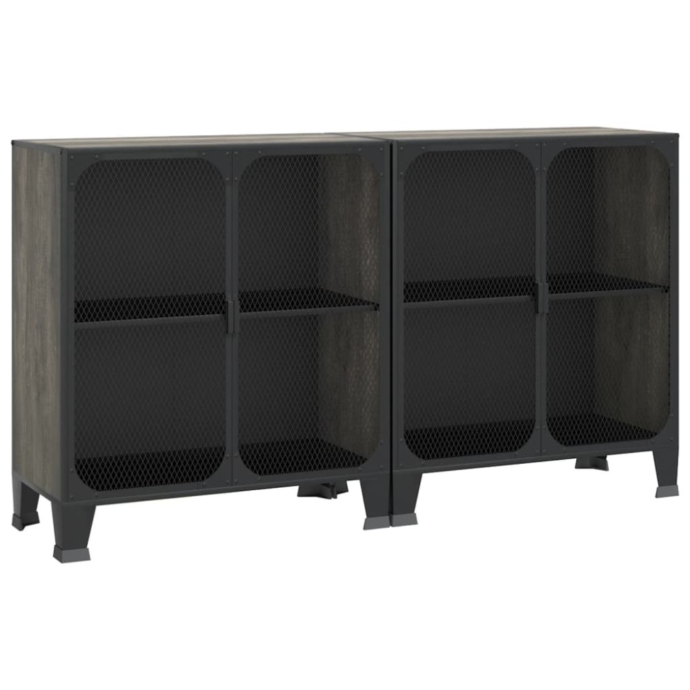 vidaXL Dulapuri de depozitare, 2 buc., gri, 72x36x82 cm, metal/MDF