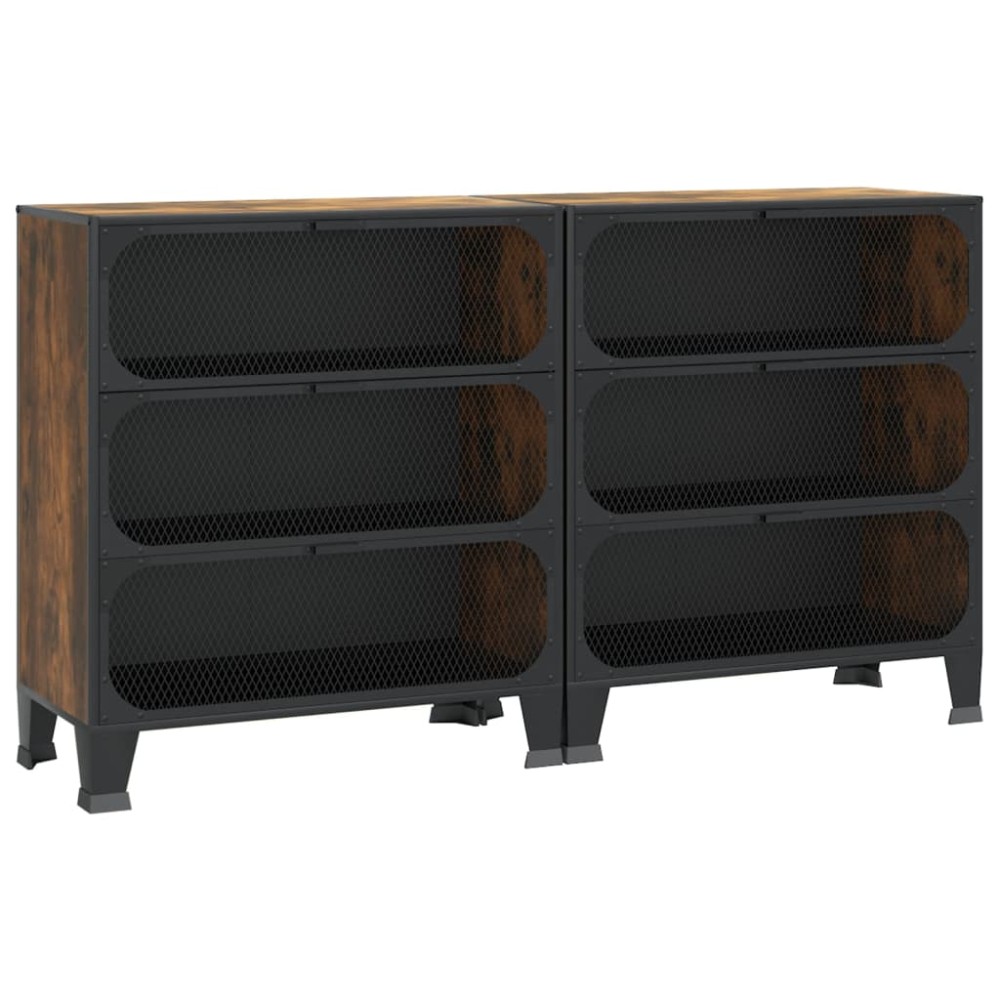 vidaXL Dulapuri de depozitare 2 buc. maro rustic 72x36x82 cm metal/MDF
