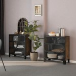 vidaXL Dulapuri de depozitare 2 buc. maro rustic 72x36x82 cm metal/MDF vidaXL Dulapuri de depozitare 2 buc. maro rustic 72x36x82 cm metal/MDF