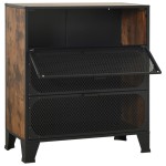 vidaXL Dulapuri de depozitare 2 buc. maro rustic 72x36x82 cm metal/MDF vidaXL Dulapuri de depozitare 2 buc. maro rustic 72x36x82 cm metal/MDF